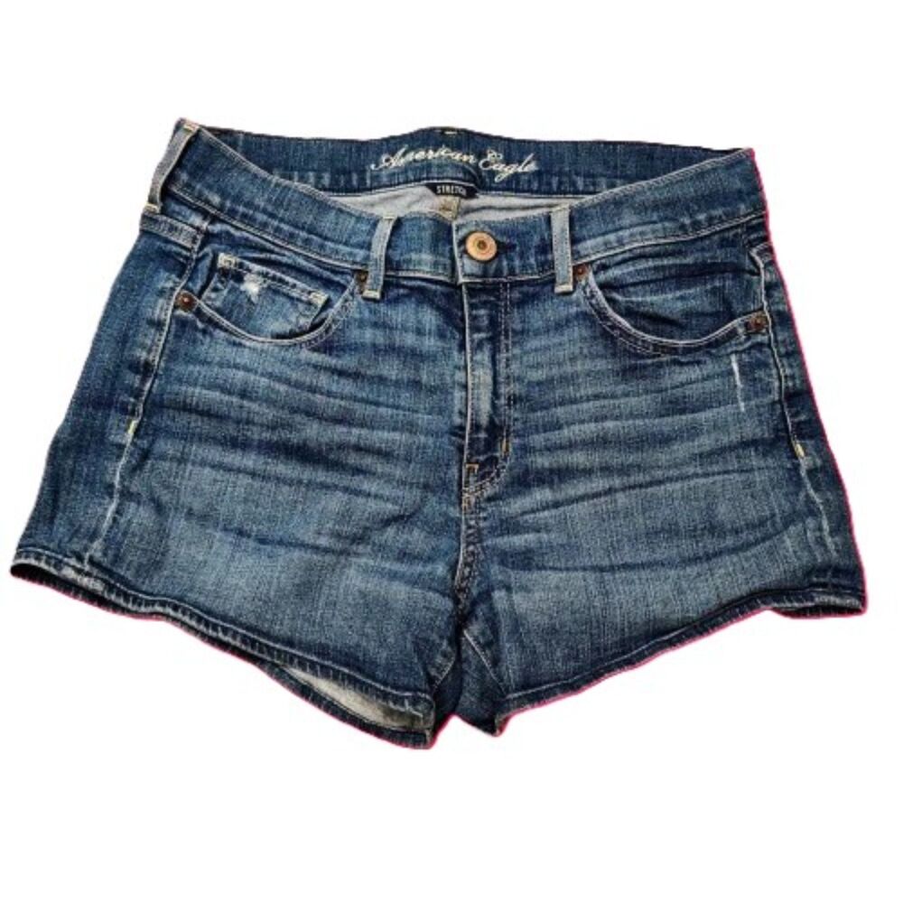 American Eagle Stretch Denim Shorts Women’s Size 10 Blue Medium Wash